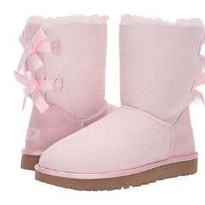 UGG BAILEY BOW SUEDE SHEARLING BOOTS NEW! PINK